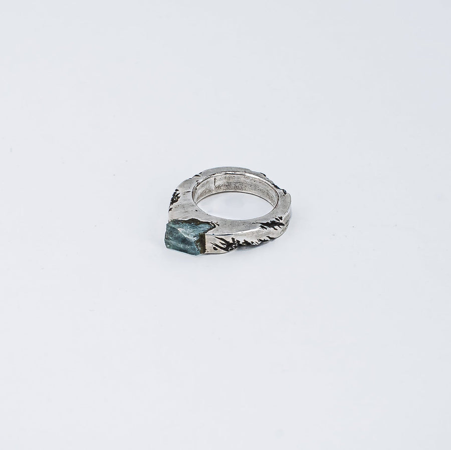 Minimalist Blue Tourmaline Ring — handmade .925 sterling silver ring