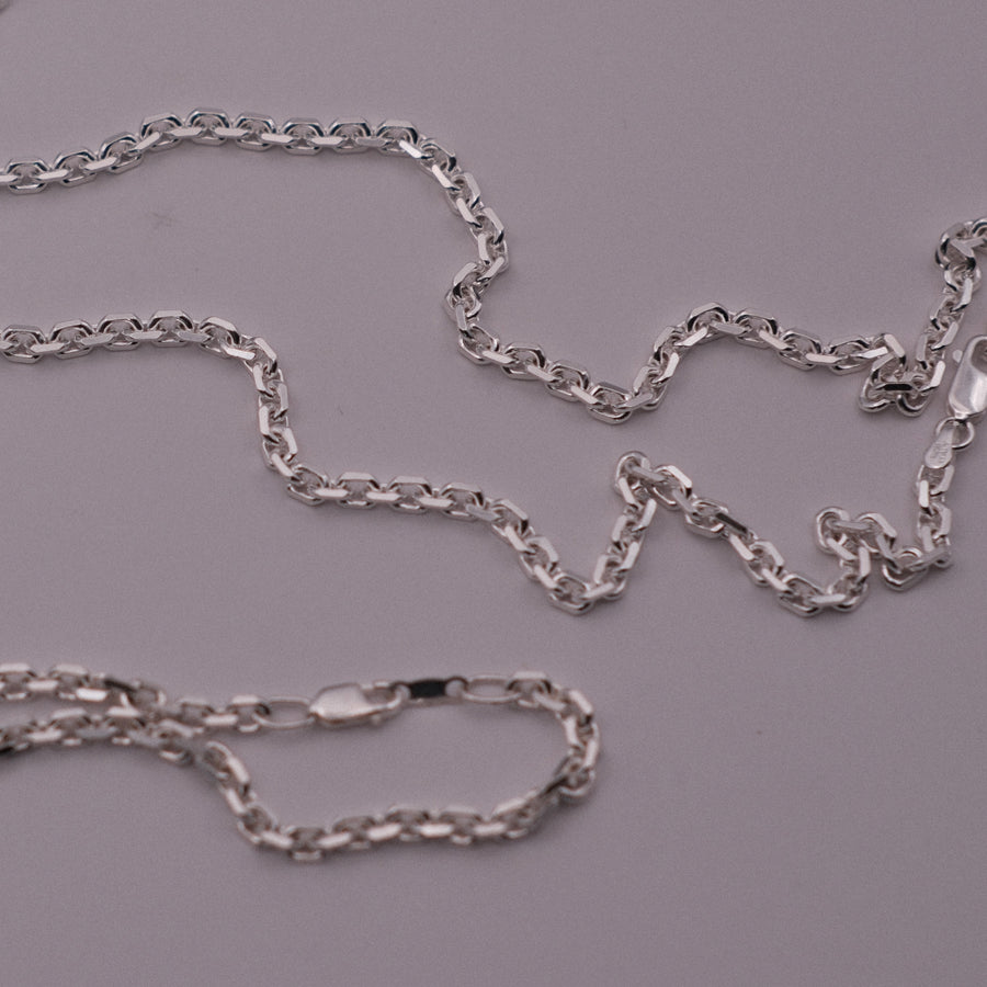 Anchor Chain Set — handmade .925 sterling silver chain and bracelet set