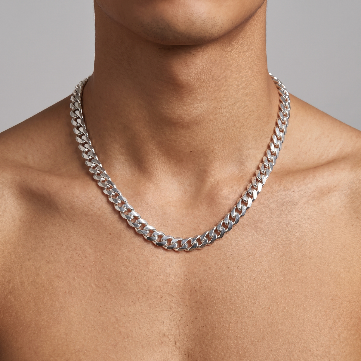 Chunky Cuban Chain — handmade .925 sterling silver chain, worn