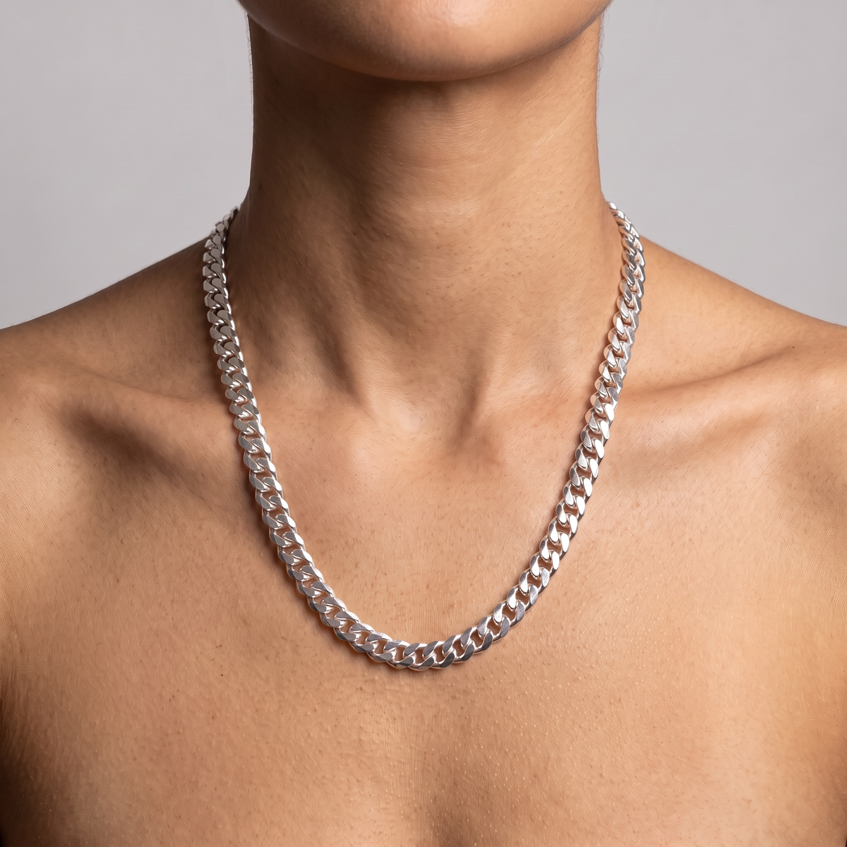 Chunky Cuban Chain — handmade .925 sterling silver chain, worn