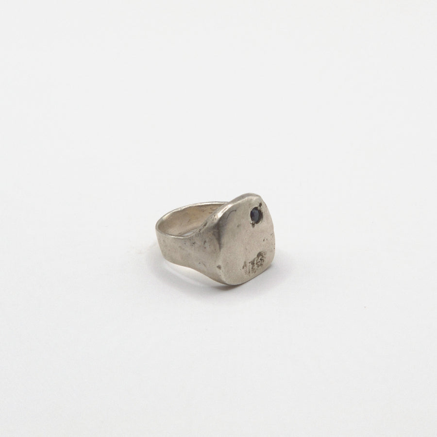 Brutalist Signet · Stone — handmade .925 sterling silver ring